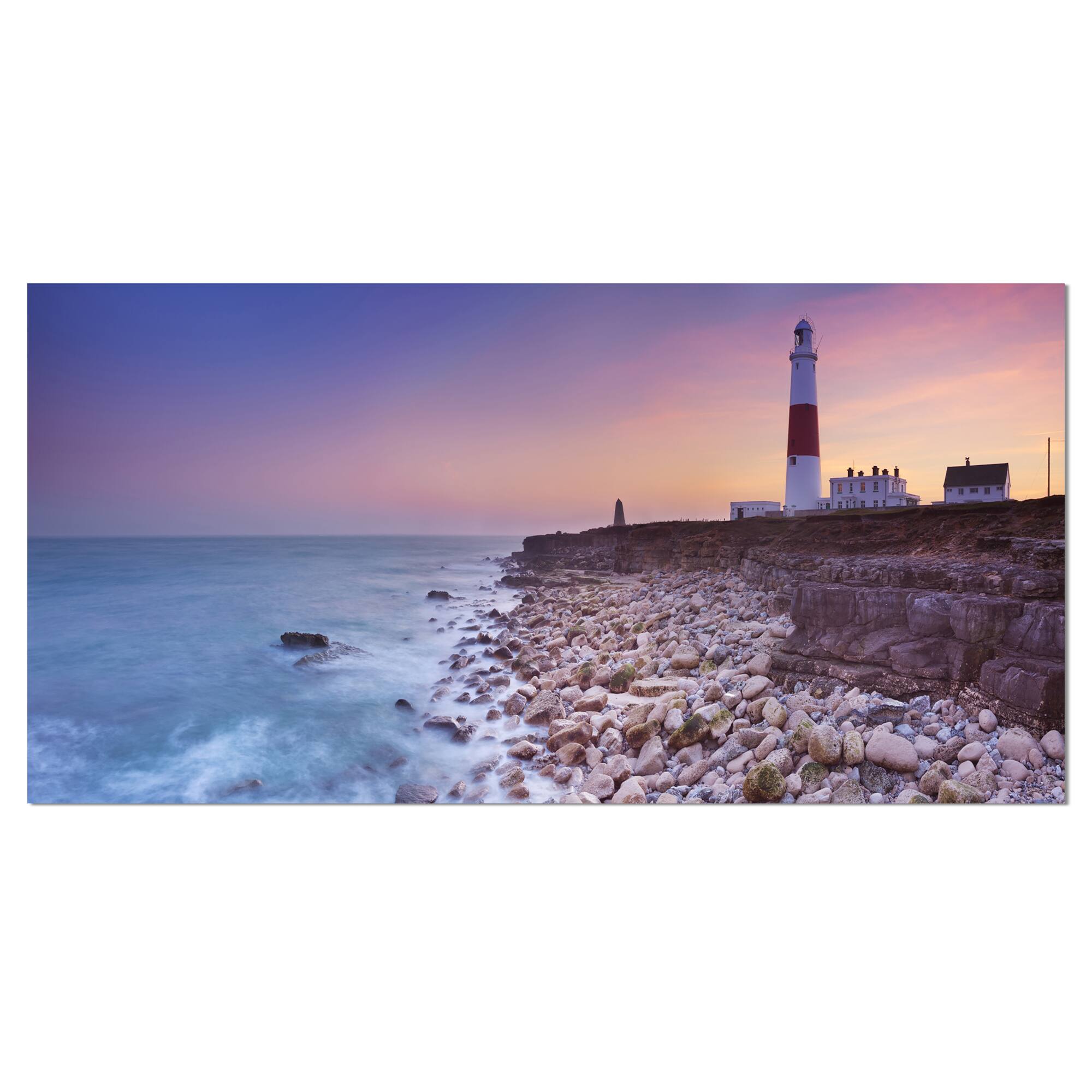 Designart - Portland Bill Lighthouse in Dorset - Oversized Seashore Canvas Art Print
